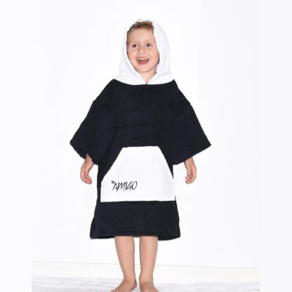 Amigo Poncho Toddler Microfiber Black White Pocket