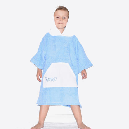 Amigo Poncho Toddler Microfiber Blue White Pocket