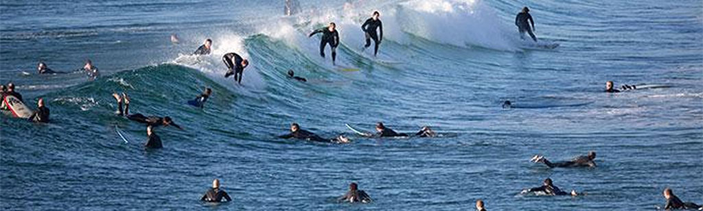 A Winter Wetsuit Crowded Surf