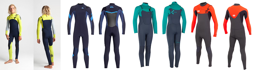 Kids-Wetsuits-C-Skins-Sessions-4-3mm-Junior-Chest-Zip-Wetsuit-Steamer-and-Quiksilver-Boys-Syncro-Series-3-2mm-Chest-Zip-GBS-Steamer-Wetsuit-and-ION-Capture-Kids-Wetsuit-Semidry-Steamer-3-2mm-and-Ocean-&-Earth-Boys-Free-Flex-Steamer-3-2mm