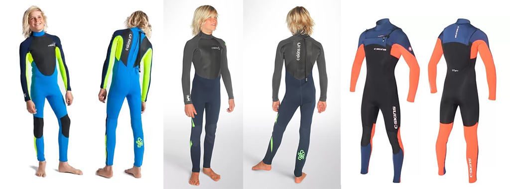 Kids-Wetsuits-C-Skins-Element-Kids-3-2mm-Steamer-and-C-SKINS-Legend-3-2mm-Junior-Back-Zip-Wetsuit-Steamer-and-C-SKINS-Rewired-3-2mm-Junior-Chest-Zip-Wetsuit-Steamer