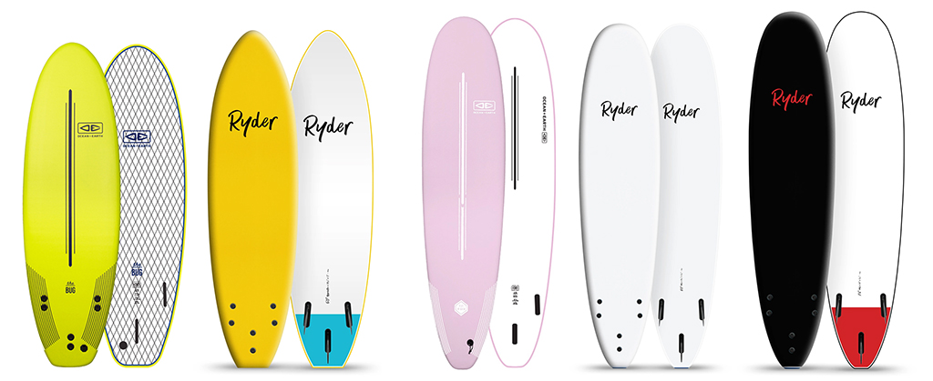 Beginner-Surfboards-Ocean-Earth-The-Bug-Mini-Softboard-Ryder-Apprentice-Softboard-Ocean-Earth-Ezi-Rider-Softboard-Ryder-Ryder-Mal-Series