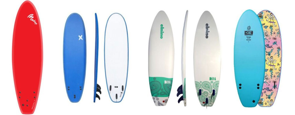 MadDog Mirage Rincon Softboard and Soft X Foamy Surfboard and Elnino Diva Softboard and Ocean & Earth Freaks Bug Softboard