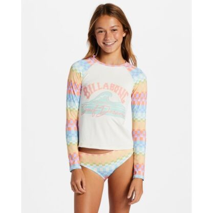 Billabong Paradise Check Long Sleeve Rash Vest Set for Girls 4-14