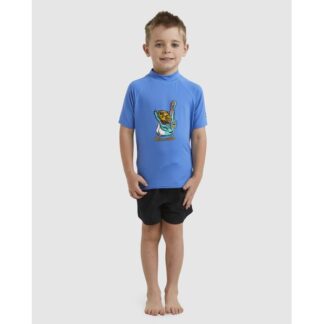 Billabong GROMS STRAYA Short Sleeve Rash Vest Summer Blue