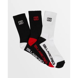 Billabong Mens Bracket Wave 3 Pack Crew Socks