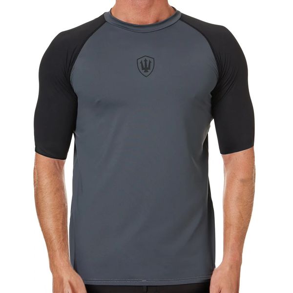FK mens raglan surf shirt short sleeve in charcoal grey with black sleeves