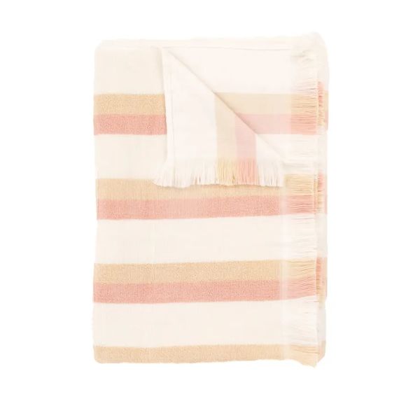 Layday Shallows beach towel in coral peach stripes