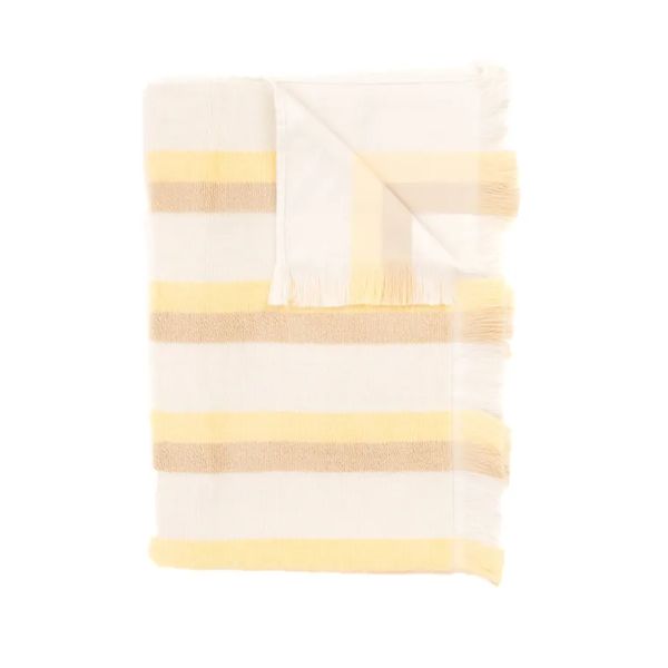 Layday Shallows beach towel in sand yellow stripes