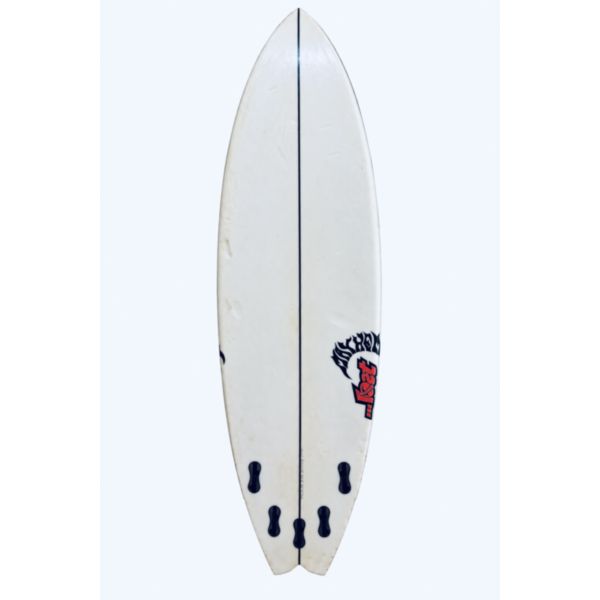 5'11 Mayhem second hand surfboard, swallow tail and 5 fin boxes